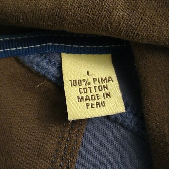 TOMMY BAHAMA 1/4 ZIP DENIM BLUE/BROWN 100% PIMA COTTON PULL-OVER SHIRT - Picture 4 of 9